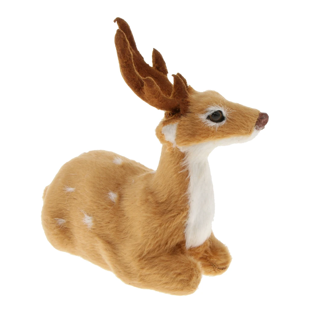 Christmas Lying Deer Model Reindeer Elk Doll Kids Children Toy Home Decorations