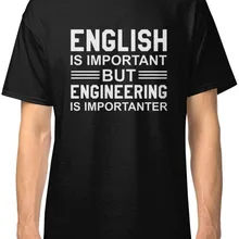 Английский язык является важным, но инженерно-важнее черные футболки рубашка Костюмы Мужская футболка "Аниме" хлопок