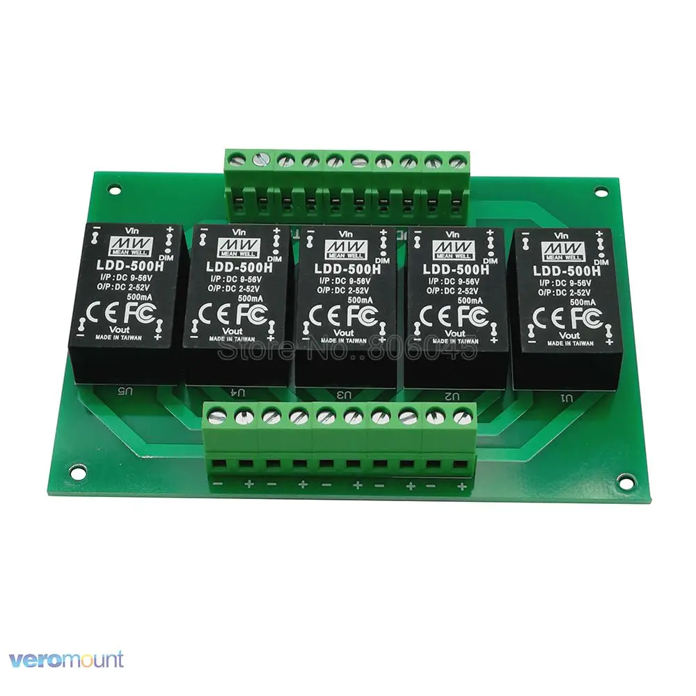 Светодиодный понижающий драйвер постоянного тока Meanwell LDD 5UP 500H DC + Печатная плата