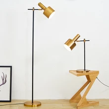 Стильная настольная лампа для чтения, напольный светильник светодиодный, медный, латунный, бронзовый цвет, современная напольная стойка, Настольный светильник, лампа для спальни, фойе