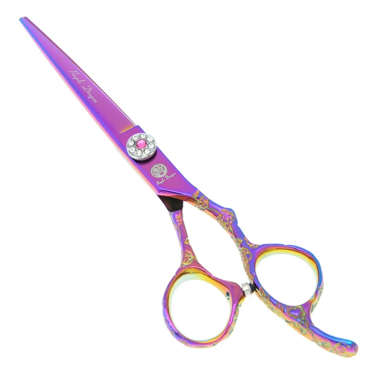 

6.0 Inch Purple Dragon Hair Cutting Scissors Japan 440c Hair Shear for Barbers Plum Flower Handle Hairdressing Scissors LZS0288