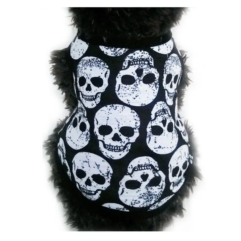 Стильный Sly Head Хэллоуин платье летняя хлопковая одежда для собак мягкий жилет черно-белый