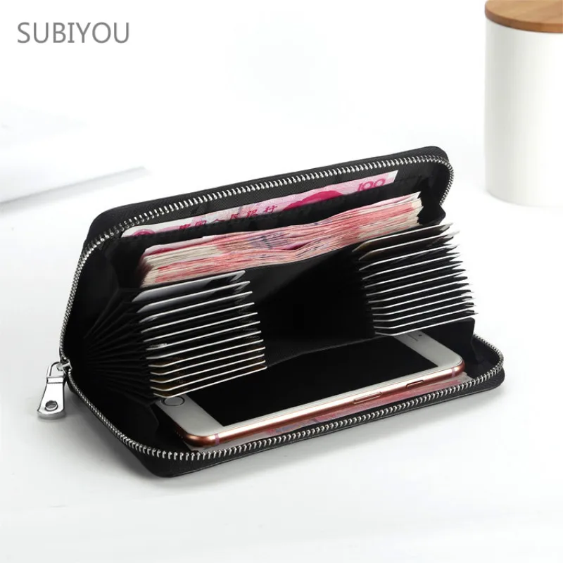 

New Rfid Wallet Real Leather Purse Credit Cards Case Carteira Feminina Check Clip Clutch Bag Large Capacity Passport Cover Card