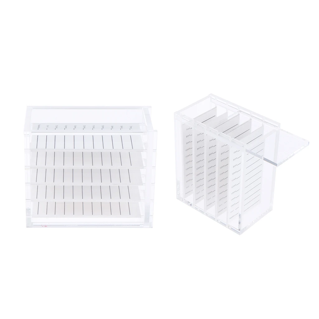 2pcs Acrylic 5-layer Fake Eyelash Lash Storage Case Organizer Makeup Pallet