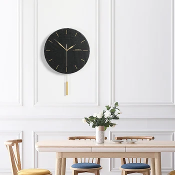 

Nature Rock Swing Wall Clock Silent Black Quartz Hanging Clocks Modern Design Metal Pointer Decorative Wall Watch Free Shipping