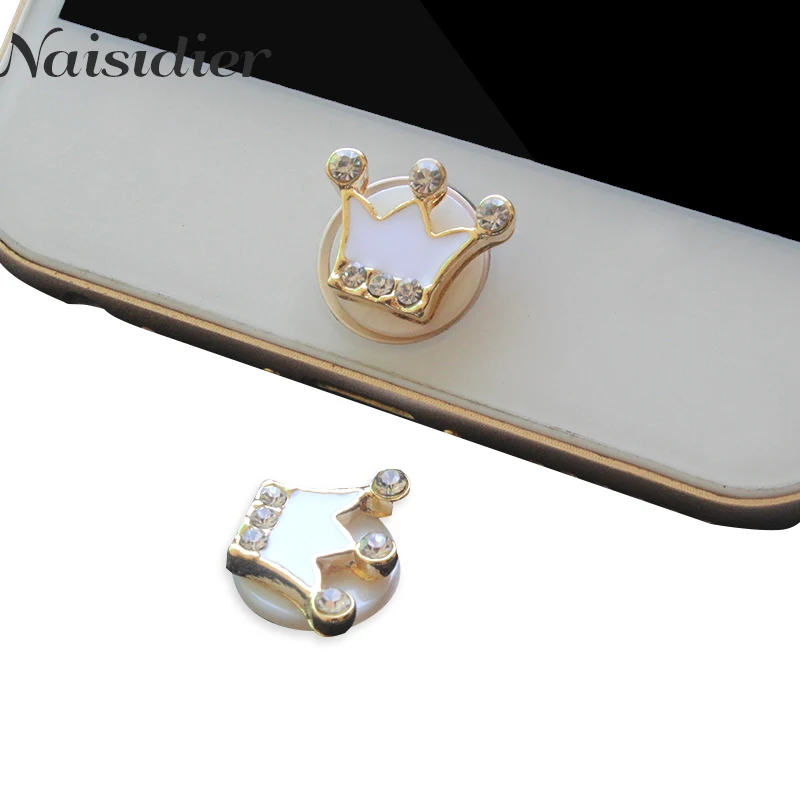 Bling gold lovely cute diamond rhinestone phone home button touch key