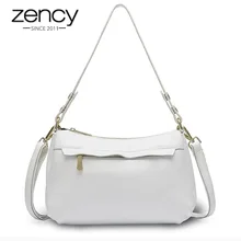 Zency, много карманов, женская сумка на плечо, натуральная кожа, роскошная белая Сумочка, элегантная женская сумка через плечо, кошелек