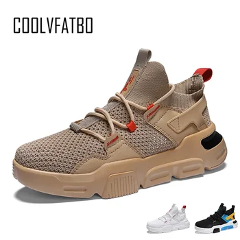 

COOLVFATBO Spring Casual Flyknit Shoes Men Fashion Stretch Fabric Sneakers Walking Footwear Breathable Mixed Color Men Shoes