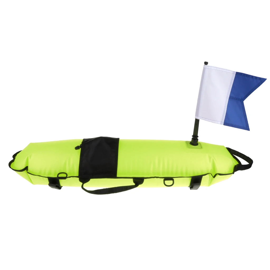 1 Set Torpedo Shape Water Surface Marker Buoy with Flag Scuba Diving Signal Float Directive Buoy Flag for Flatable Boat Dinghy