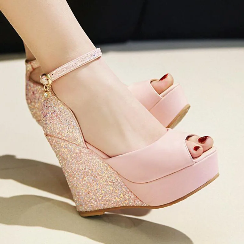 Grande Femmes Parti Hauts De Black Sexy pink Mariage Qualité 43 Taille Chaussures white 2019 Pompes Talons Bling 34 Supérieure Top Mariée Femme wA7n6E