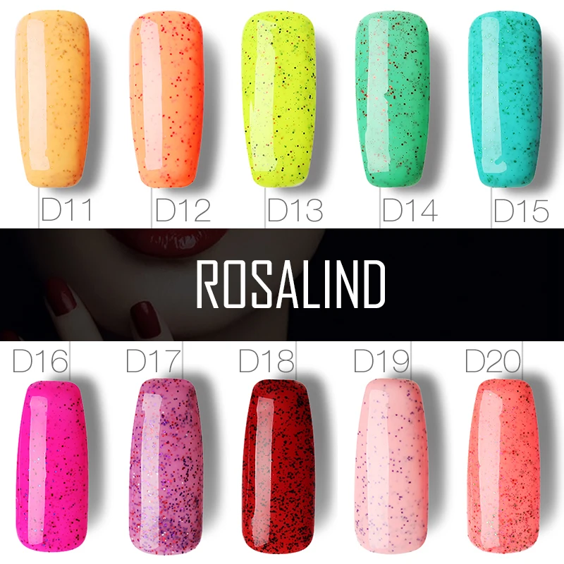 Розалинд гель 1 s P + черный флакон 10 мл Конфеты Bling D01-24 гель лак для ногтей Nail Art УФ светодио дный блеск выдерживает-длительный гель Лаки