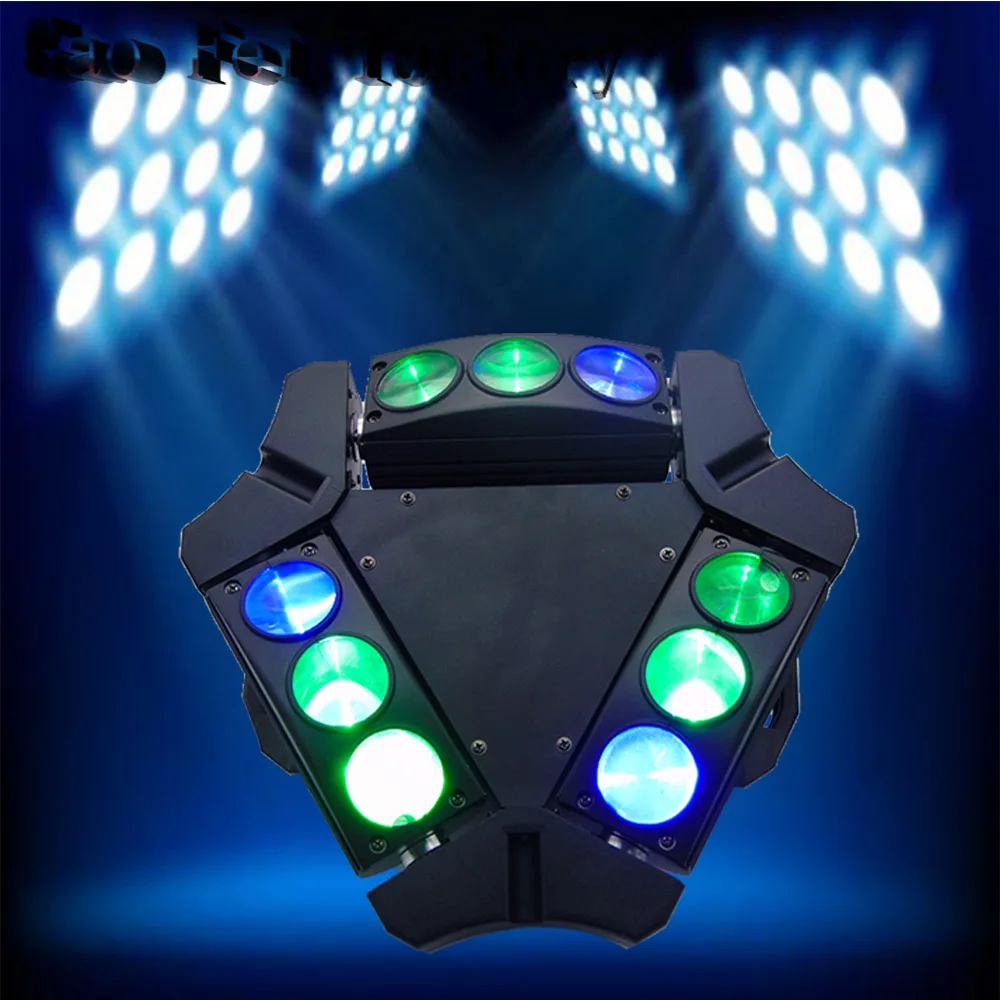 

Product Mini LED Stage Light 9 Eyes 10W RGBW Spider Infinite