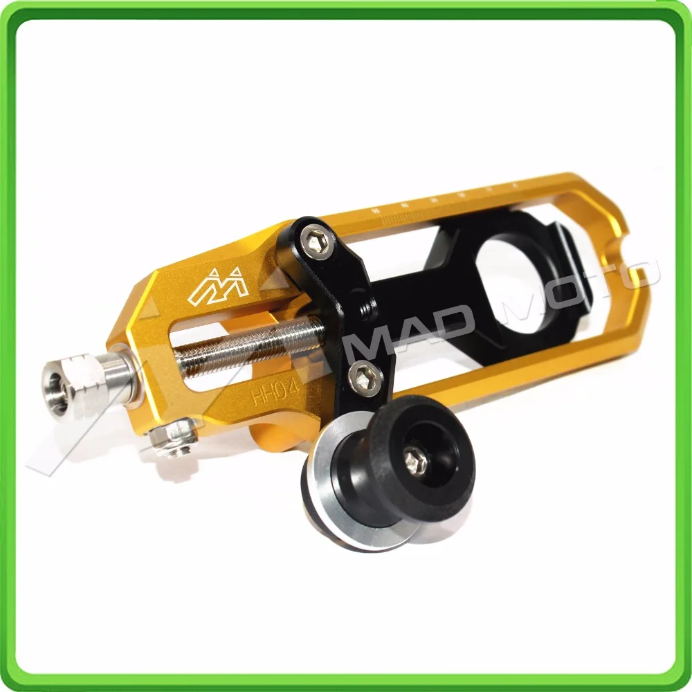 Motorcycle Chain Tensioner Adjuster with spool fit for Suzuki GSXR 600 GSX-R 750 2011 2012 2013 2014 2015 2016 Gold & Black (3)