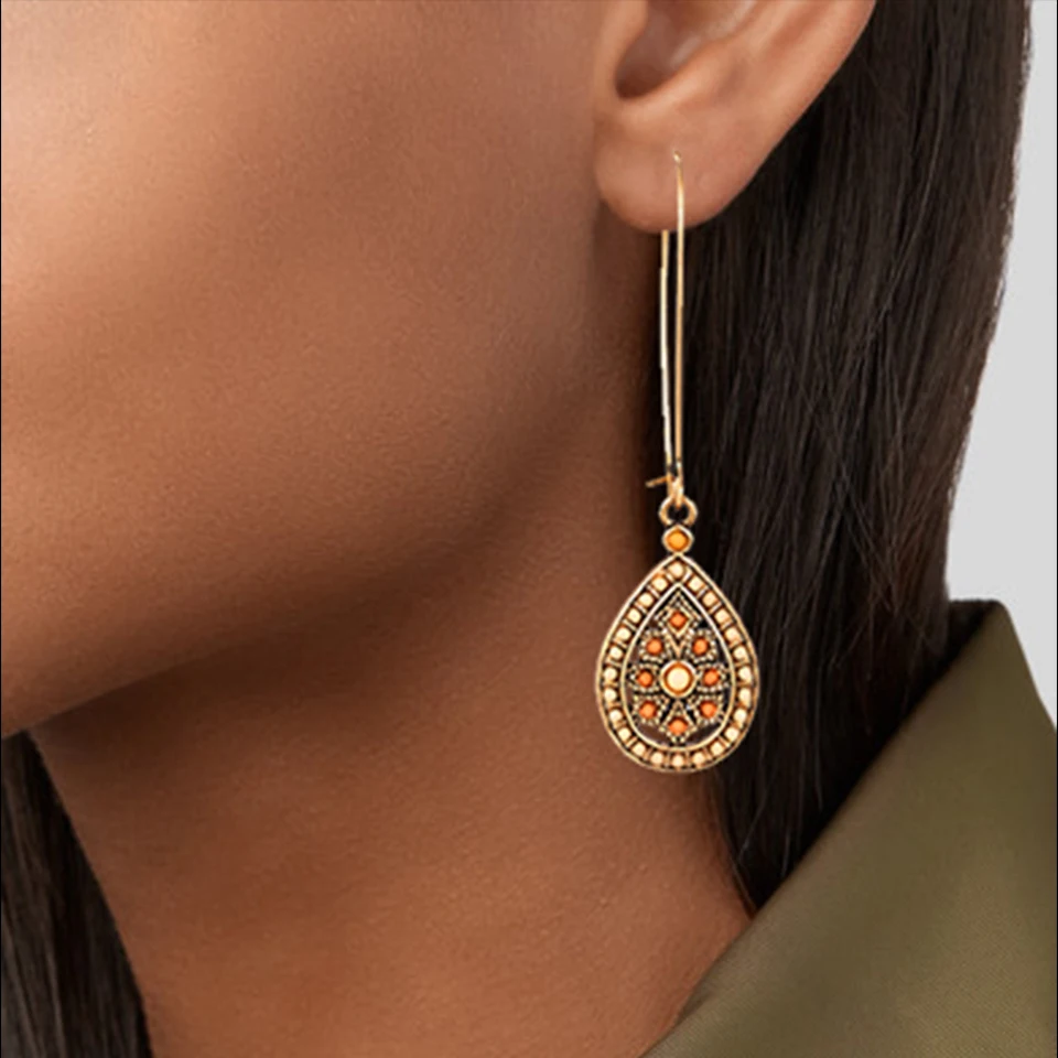 

Vintage Boho India Ethnic Water Drip Beads Dangle Drop Earrings for Women Female 2018 Wedding Party Jewelry Accessories
