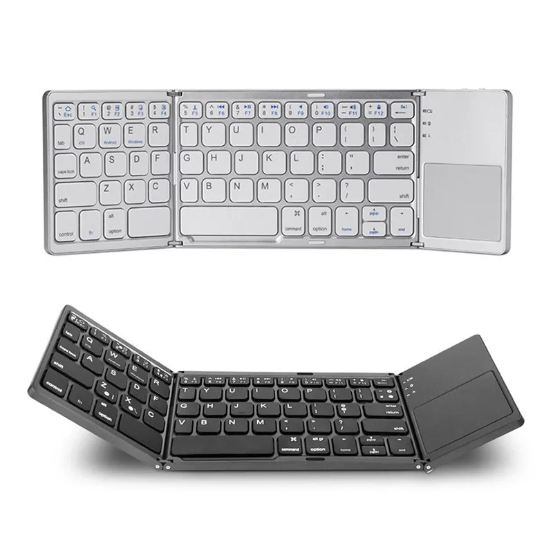

Universal 3 System Mini Folding Wireless Bluetooth Keyboard with Touchpad Portable Twice Folding for ipad Tablet Phone Computer
