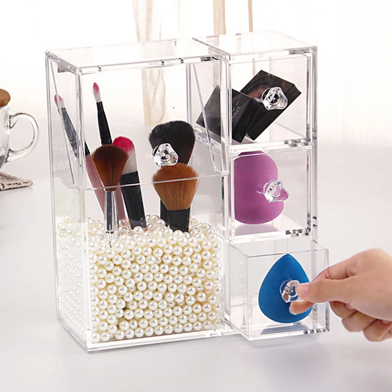 

Multi-function Acrylic Makeup Organizer Makeup Brush Display Box Cosmetics Tools Storage Holder Jewelry Accessory Case Casket