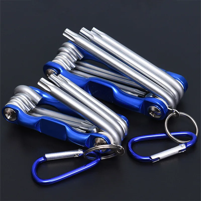 

Hex Allen Key Wrench Set Torx Key Wrench Set Flat Torx Head with Key Ring Hook CRV Key Bicycle Bike Repair Tool