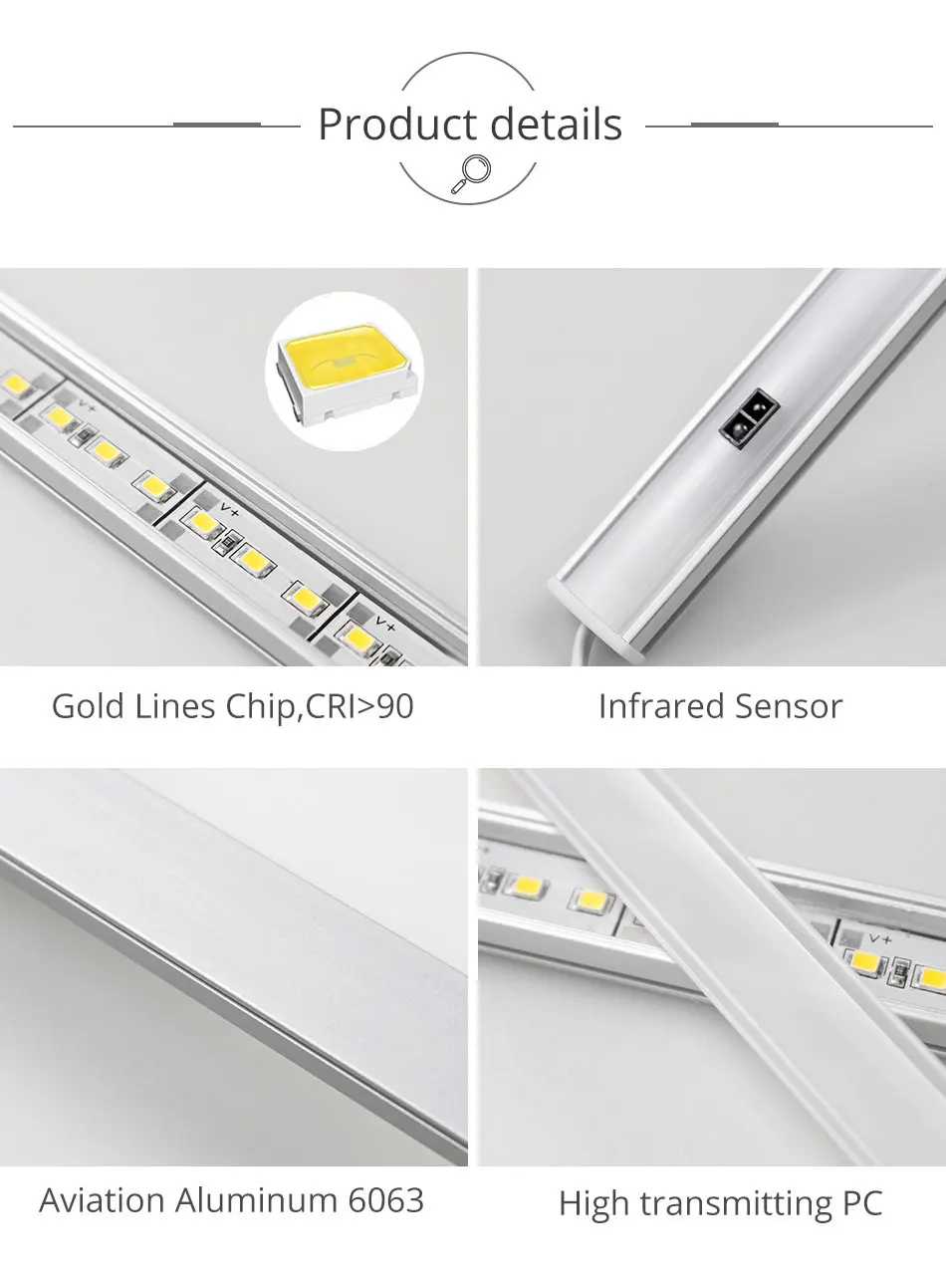 4W7W LED Under Cabinet Light Bar Motion Sensor Display Case Wardrobe Night Lights Cabinet Lamp Cupboard Indoor Lighting (13)