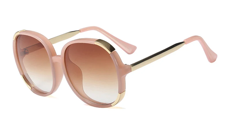 Для Женщин Круглые Солнцезащитные очки Винтаж прозрачный Цвет солнцезащитные очки Роскошные женские негабаритные солнцезащитные очки для Для женщин s 5242 M - Цвет линз: Pink Frame Brown
