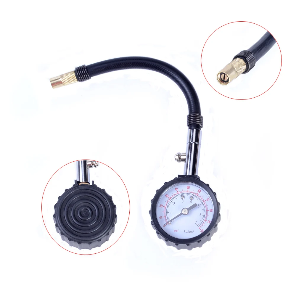 Auto Car Bicycle Motor Tyre Tire Air Pressure Gauge Meter Long Tube