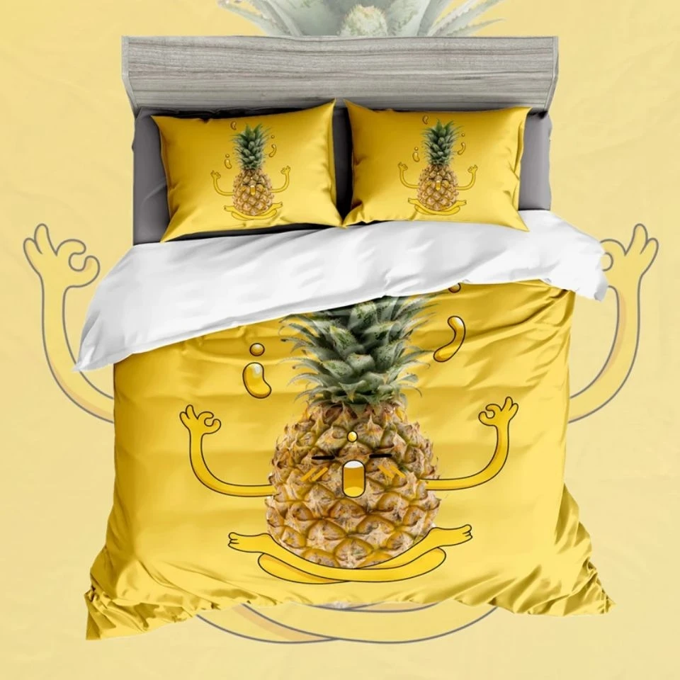 

Bedding 3 D Printed Series Bed Linen With Tropical Fruit Pineapple Pattern Duvet Cover 220X240 CM Cute Children Single Bed Set