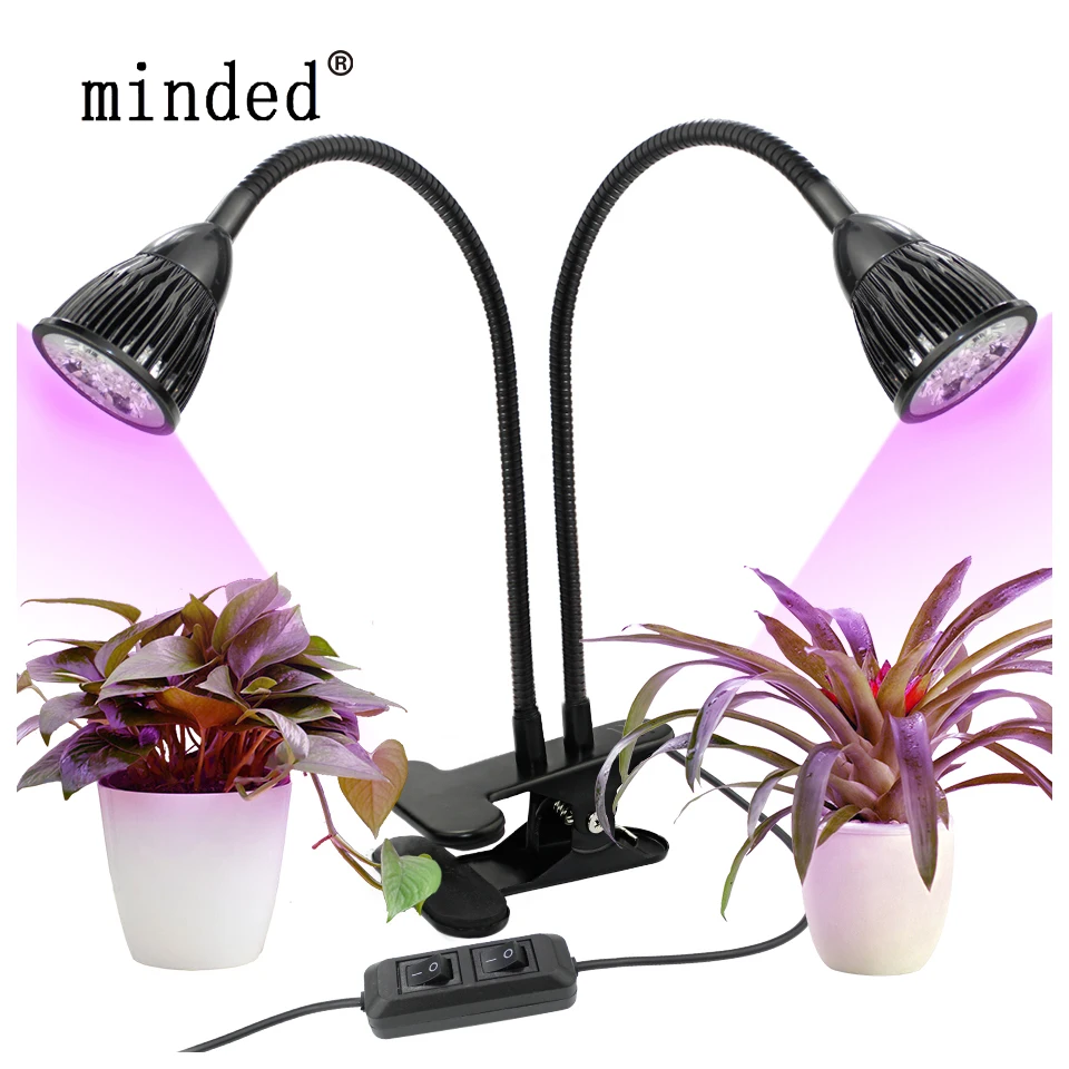 

10W Led Grow Light Dual Head Hydroponic Lighting With Clip Led Phyto Lamp For Plants Flower Hydroponics System Indoor Greenhouse