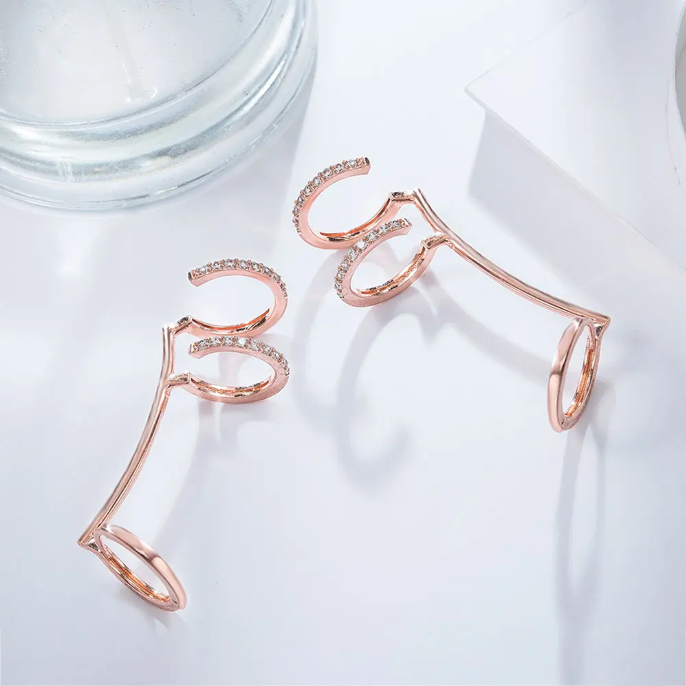 Viennois серьги манжеты для ушей клипсы костей из розового золота со стразами