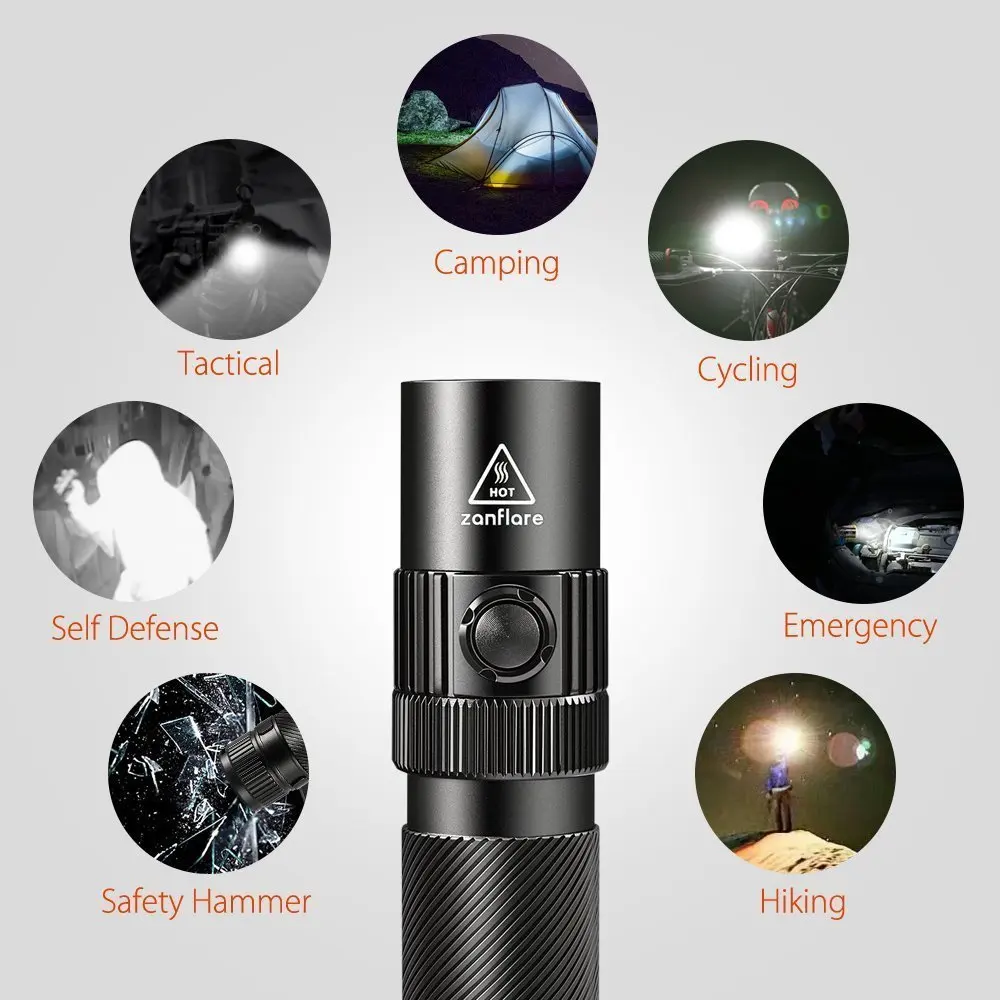 

7 Light Modes Zanflare F1 Cree XPL V6 1240Lm Rechargeable LED Flashlight Hiking Household Use Night Riding Walking Light Z20