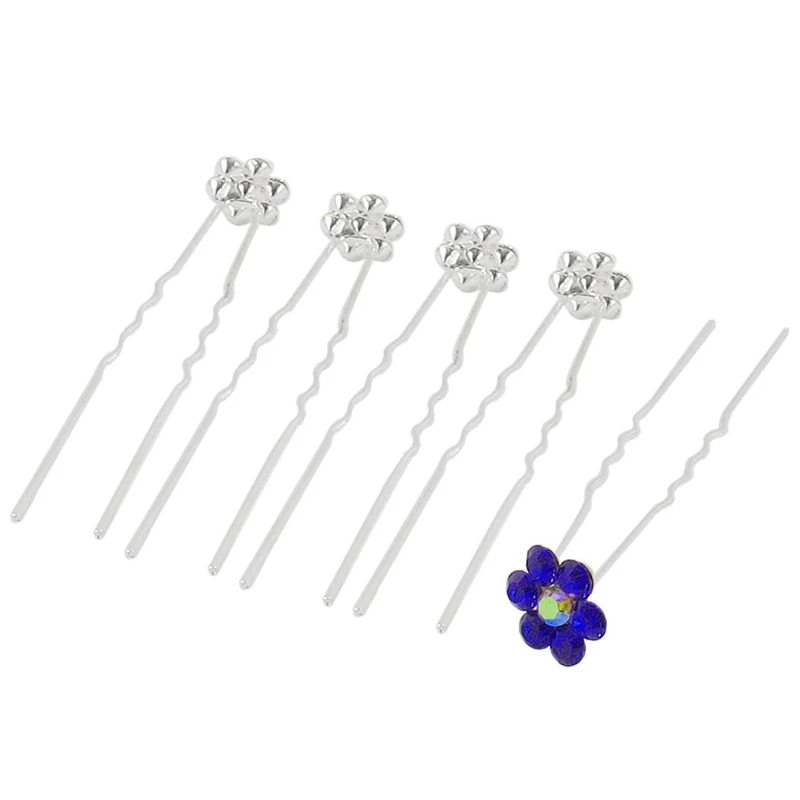 

Bridesmaid Wedding Flower Shape Rhinestone Clip 5 Pieces Blue