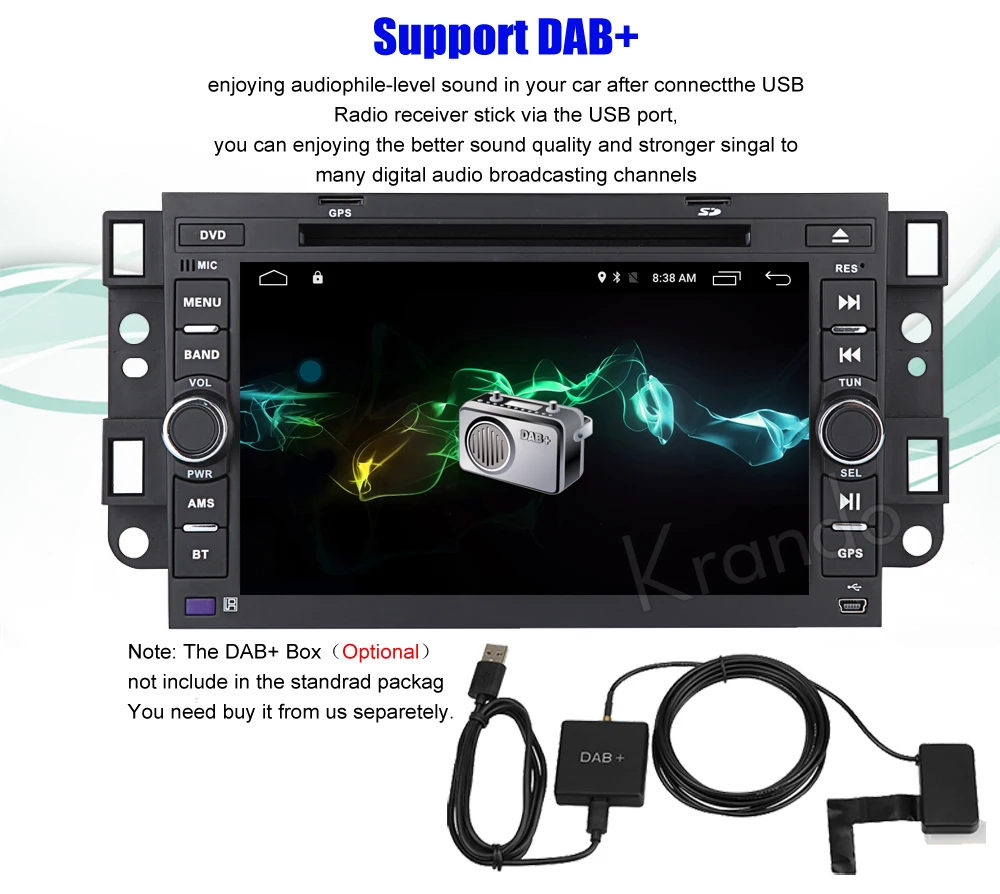 Cheap Krando 7" Android 8.0 car navigation multimedia system for Chevrolet AVEO 2002-2011 audio radio gps dvd player WIFI 3G DAB+ 10