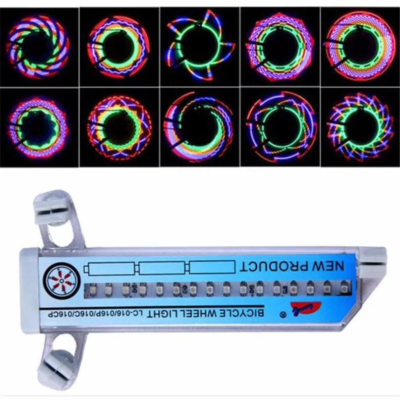 16 LED Car Motorcycle Cycling Bike Bicycle Tire Wheel Valve Flashing Spoke Light 30 pattern Wheel Light Drop Shipping #2M16 (4)