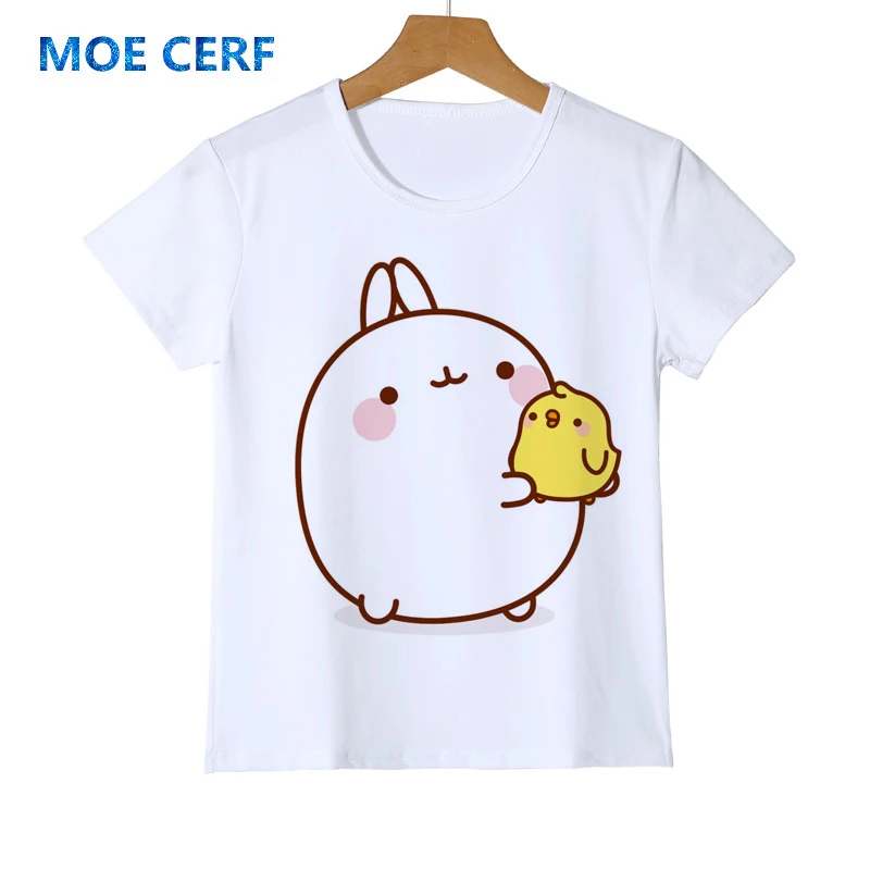 Милые животные Kawaii Molang Rabbit/летняя футболка для маленьких девочек милые детские футболки с короткими рукавами, крутая дизайнерская футболка подарок на праздник, Z53-7 - Цвет: 5