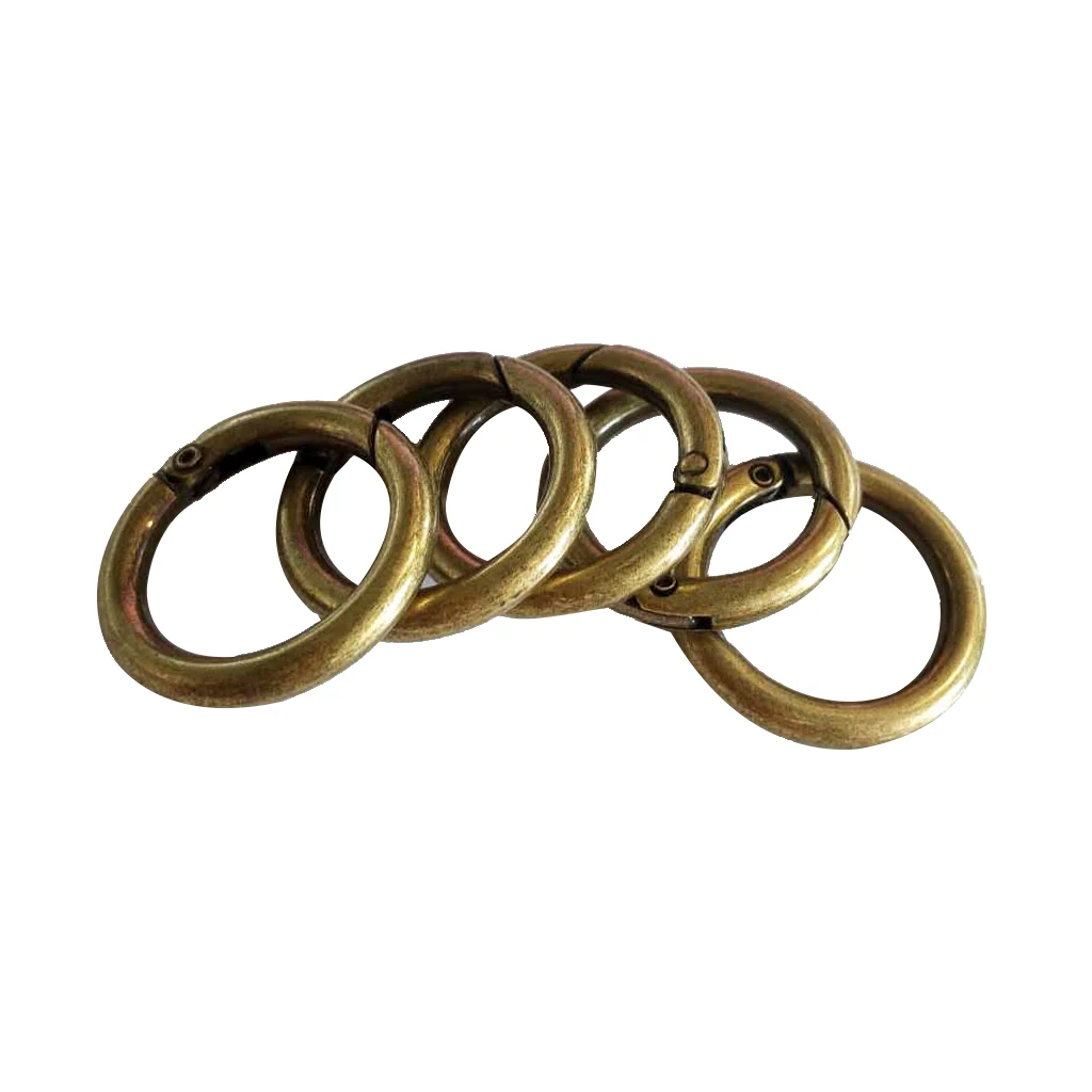 fityle 5pcs Round Push Gate Snap Hooks Spring Ring Clasp Buckle Camping Carabiner 28mm