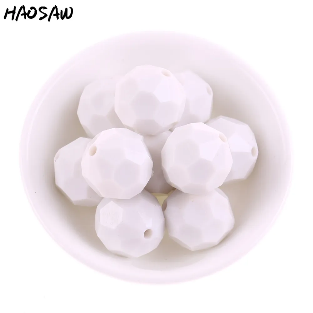 

Simple Design 100Pcs 20MM Handmade White Solid Color Acrylic Faceted Beads Classic Jewelry Material KQWB-517717