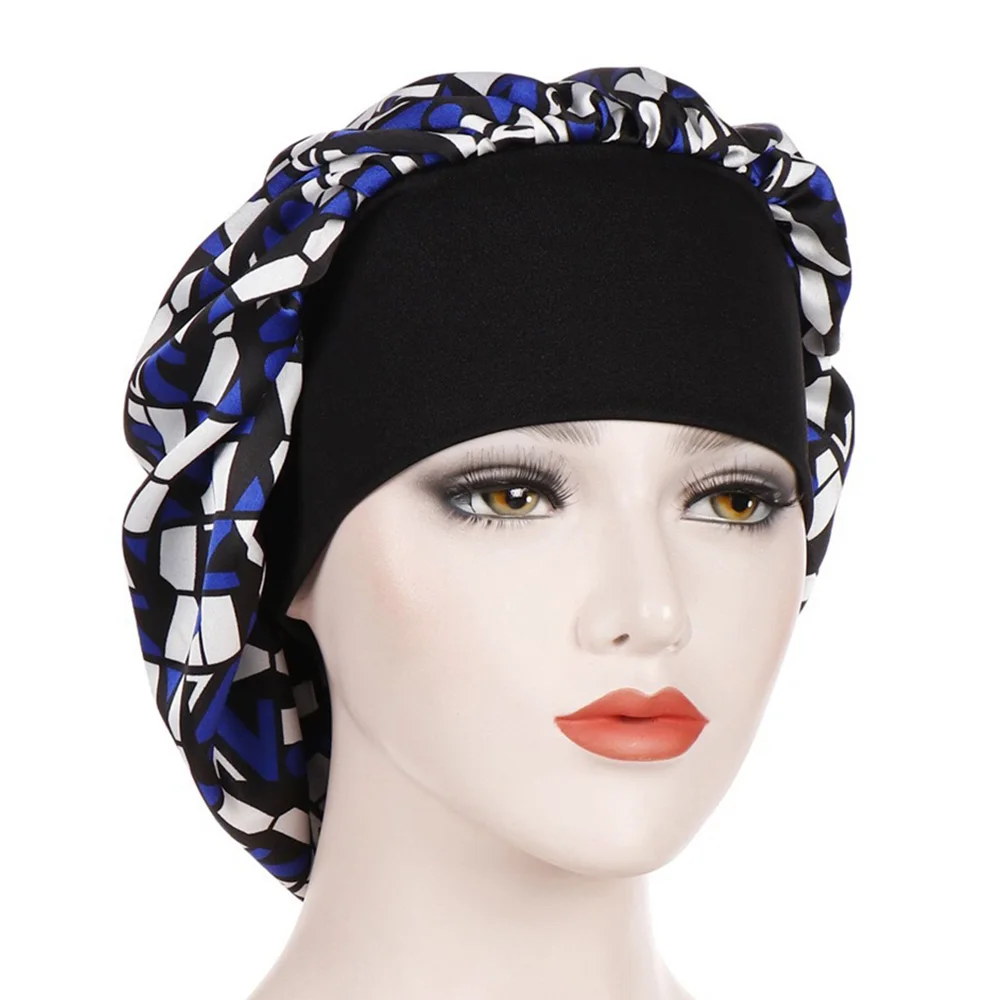 

Printed Satin Bonnet Cap Women Stretchy Chemo Caps