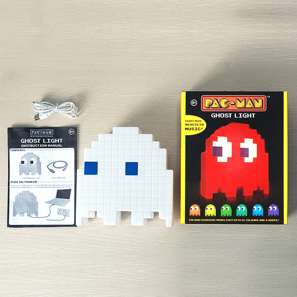 PacMan Ghost Light LED ночник многоцветная мультяшная Ночная лампа USB перезаряжаемая для
