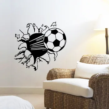 

Carved Football broken wall sticker for kids room living room decoration mural home decor decals wallpaper sports stickers