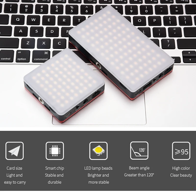  SETTO 64 96 PCS LED Video Light Dimmable TLCI/CRI 95+ On-Camera Fill Light Pocket Sized Tiny LED Li - 33041202471