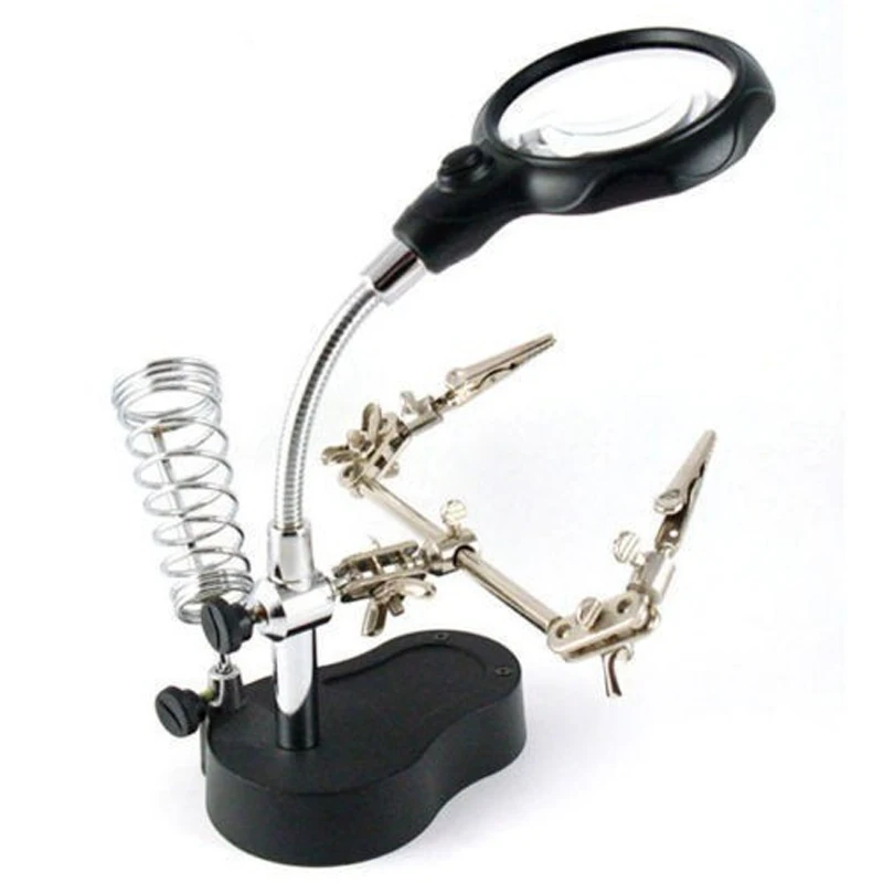 

LED LIGHT Soldering Iron Stand Clamp Clip Helping Hand Magnifying Circuit Board