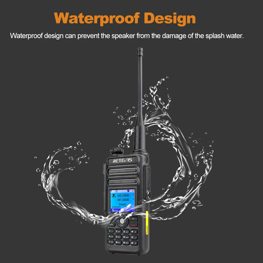 Retevis RT82 двусторонний ручной домофон IP67 водонепроницаемый Walkie Talkie w/gps двухдиапазонный VHF 3000 каналов VOX PTT DMR Interphone