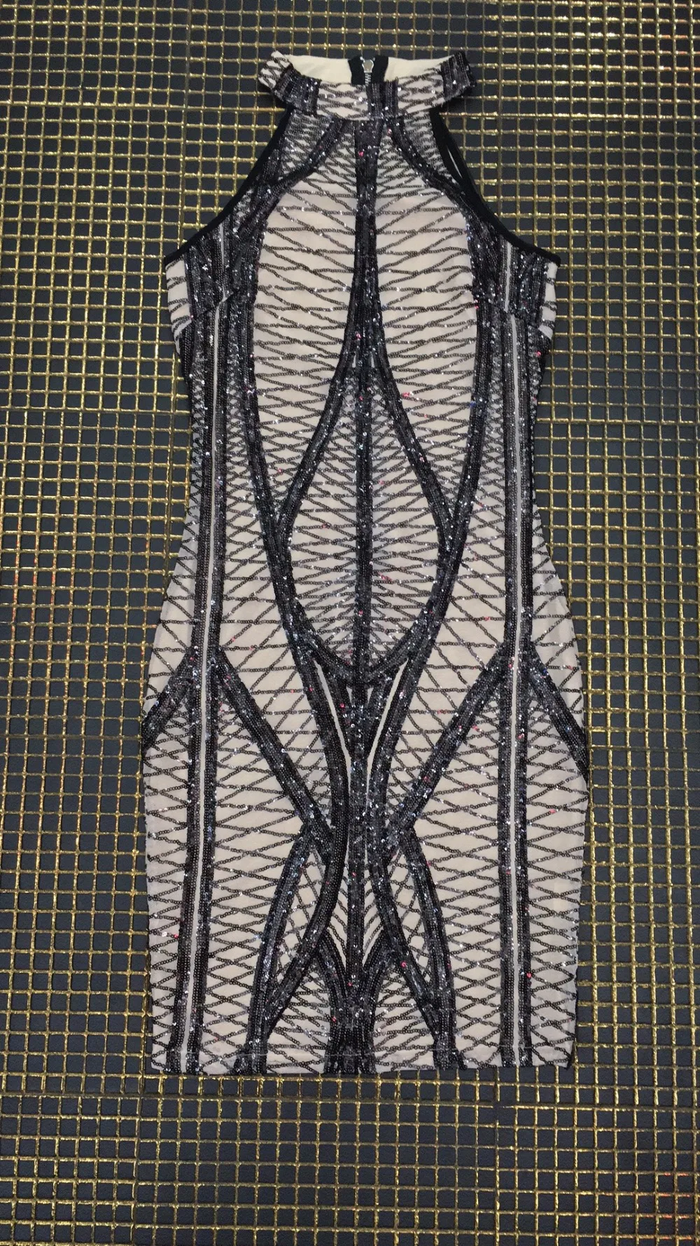 Новое летнее черное Бандажное платье для женщин Vestidos сексуальное облегающее Клубное платье с бусинами платья знаменитостей для вечеринок