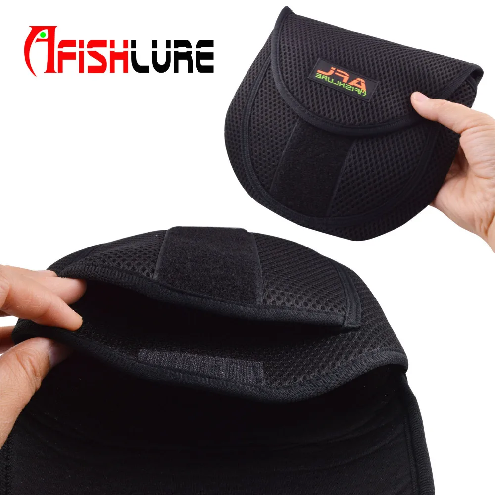 Fishing Reel Bag 195 x 195mm Protector Cover Casting Reel Fishing Reel Carp Fishing Black Bag for Outdoor Sport Fishing