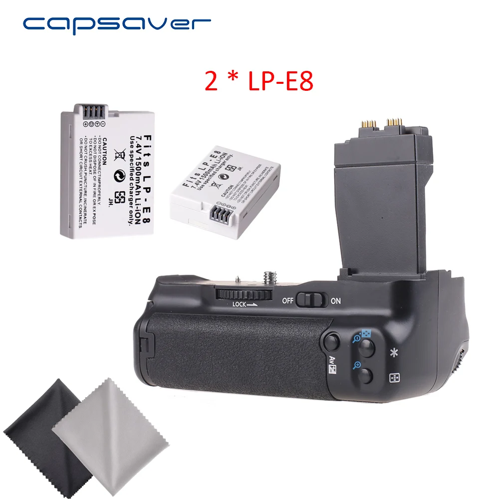 Capsaver Вертикальная Батарейная ручка с 2 шт. LP E8 батарей для Canon 550D 600D 650D 700D T2i T3i T4i T5i
