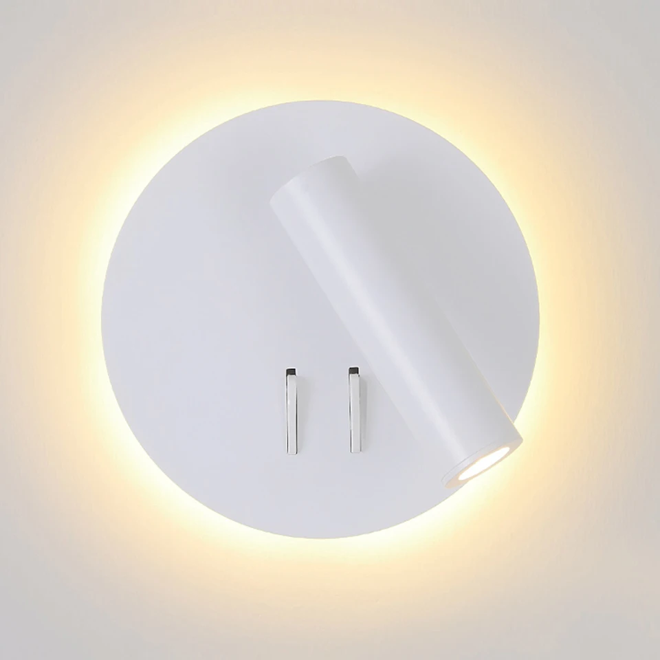 Lâmpada de Parede Levou com Interruptor Interior para Casa Luz de Parede Luz de Cabeceira Nordic 3 w Spotligh 6 w Backlight Livre Rotação Sconce Quarto