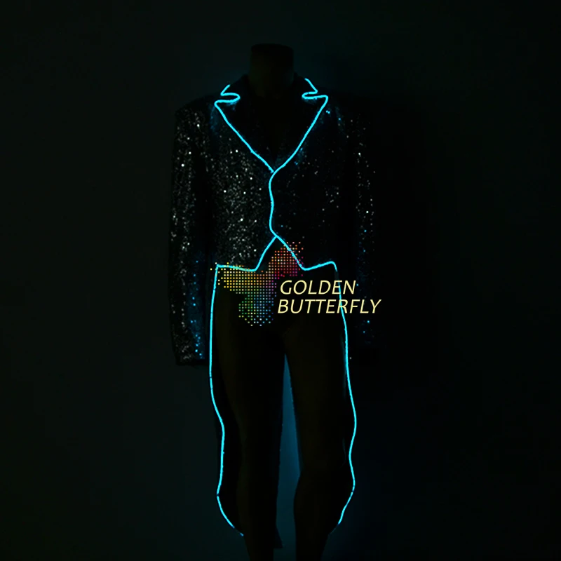 2017 модный светодиодный смокинг swalloveltail светящиеся костюмы платья LED одежда для