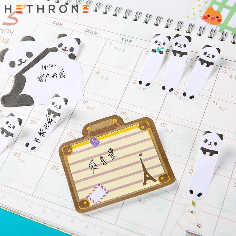 Hethrone милые панды Kawaii блокнот для заметок липкая бумага канцелярские самоклеющиеся липкие заметки для школы офиса украшения блокнот