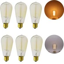 6 шт./партия ST64Z Винтаж Эдисон лампы декоративный кулон свет лампы 220 В 40 Вт E27 Античная Вольфрамовая, Эдисона лампочка