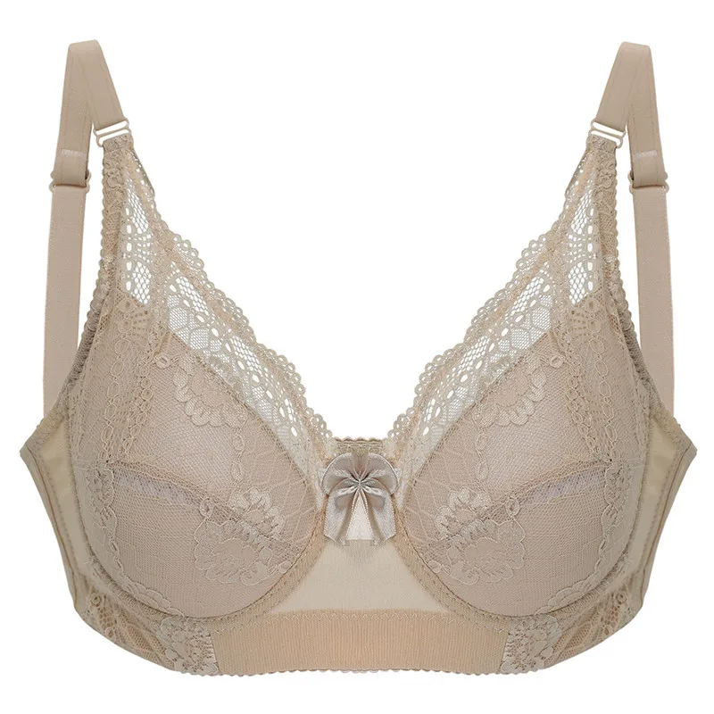 

Hot 2018 Ladies Big Size 3/4 Cup Lace Push Up Bra Lace Large Cup Deep V Women's Bras Underwear