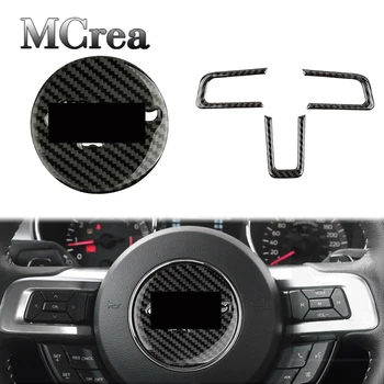 

MCrea Car Styling For Ford Mustang 2017 2016 2015 GT 500 GT 350 3D Trim Stickers Carbon Fiber Steering Wheel Emblem Accessories