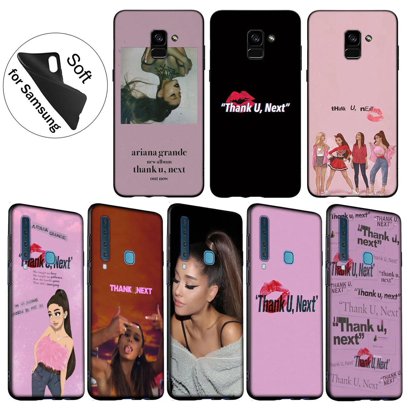 

IYICAO Thank U Next Ariana Grande Soft Silicone Cover Case for Samsung Galaxy A6 Plus A9 A8 A7 2018 A3 A5 2016 2017 Note 9 8